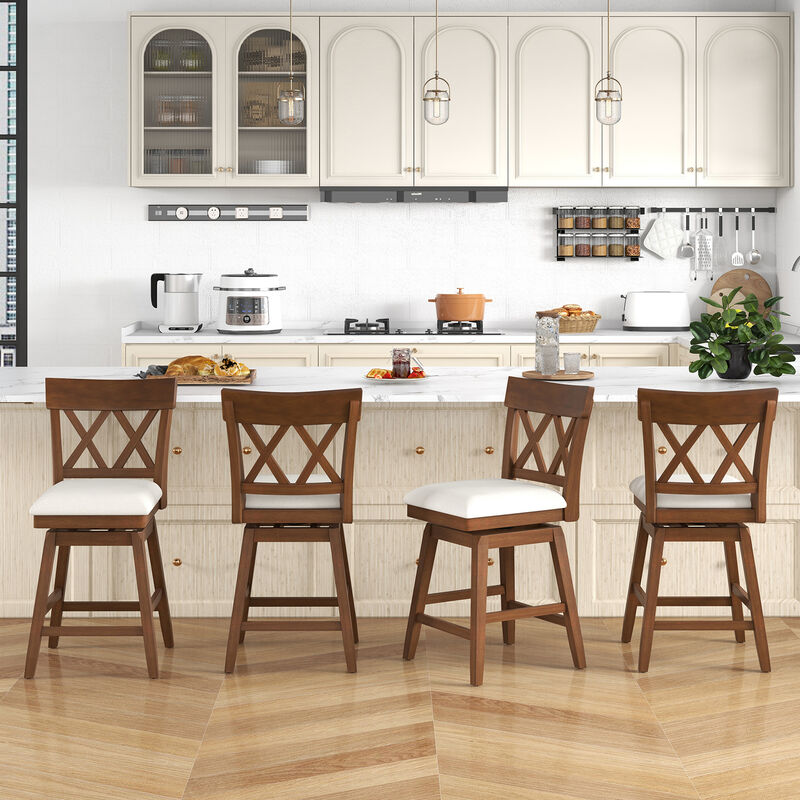 Bar Stool with Contoured Backrest and Swivel Padded Seat