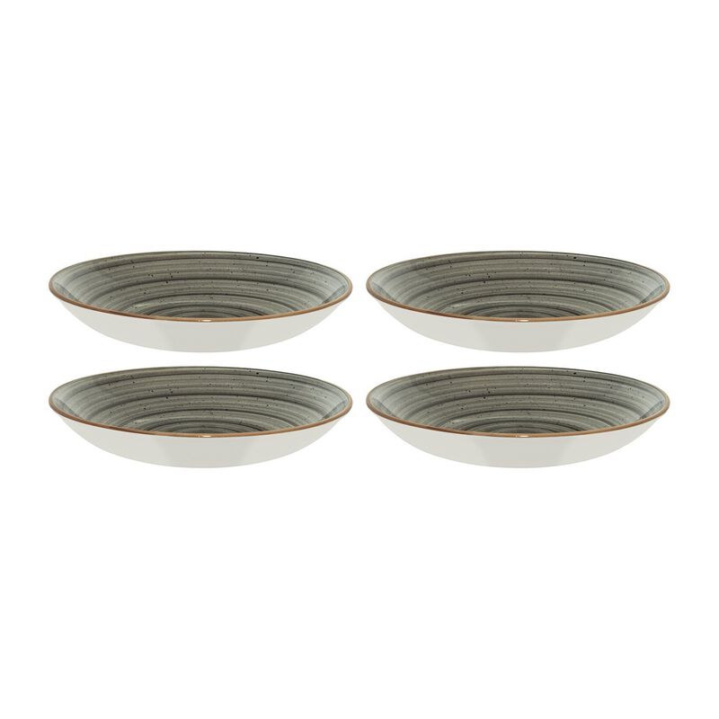 Space dia.9" h:2" 34 oz. Round Grey Porcelain Bowl (Set of 4)