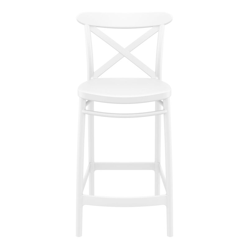 37.75" Black Solid X Accented Outdoor Patio Counter Stool