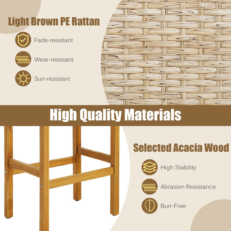 Patio Wood Bar Stools Set of 4