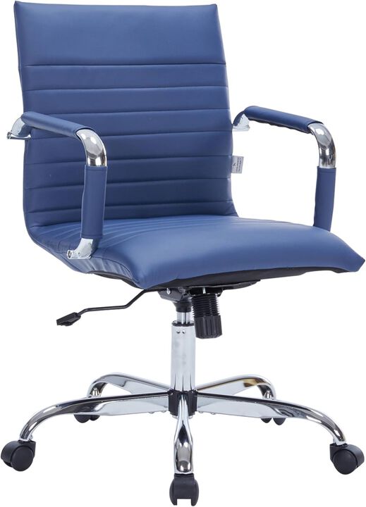 LeisureMod Harris Modern Adjustable Swivel Leather Task Office Chair with Tilt and Ergonomic Design