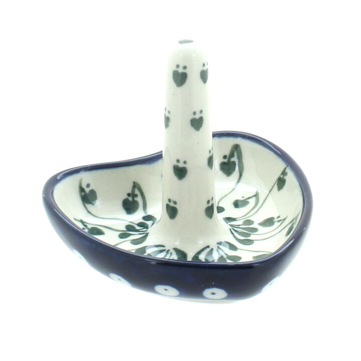 Blue Rose Polish Pottery Hummingbird Ring Holder