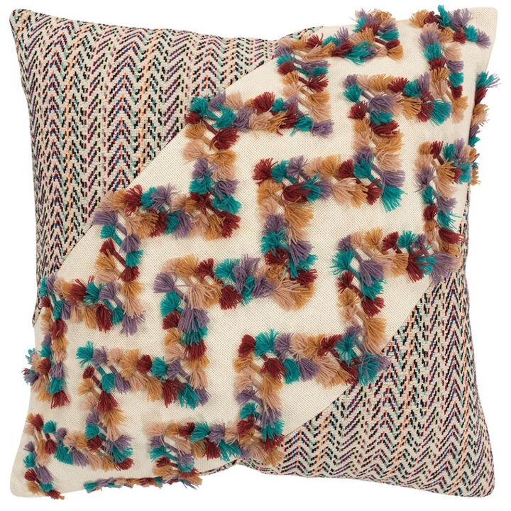 Hivvago Multicolored Chevron Diagonal Panel Throw Pillow