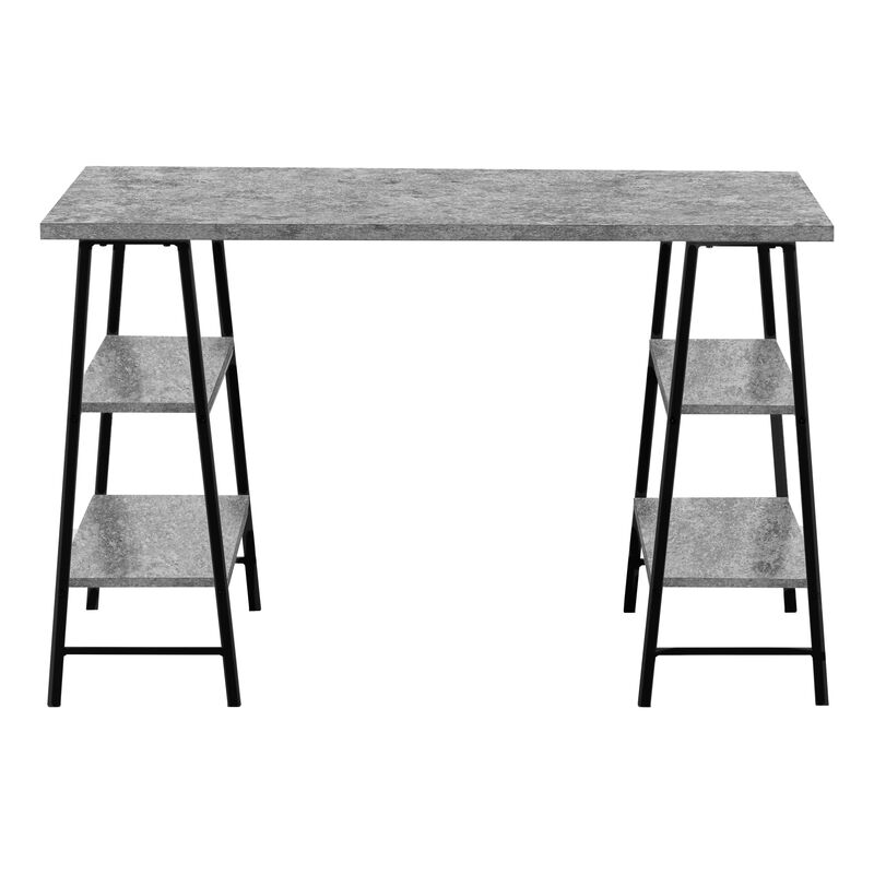 Monarch Specialties I 7526 Computer Desk, Home Office, Laptop, Storage Shelves, 48"L, Work, Metal, Laminate, Grey, Black, Contemporary, Modern