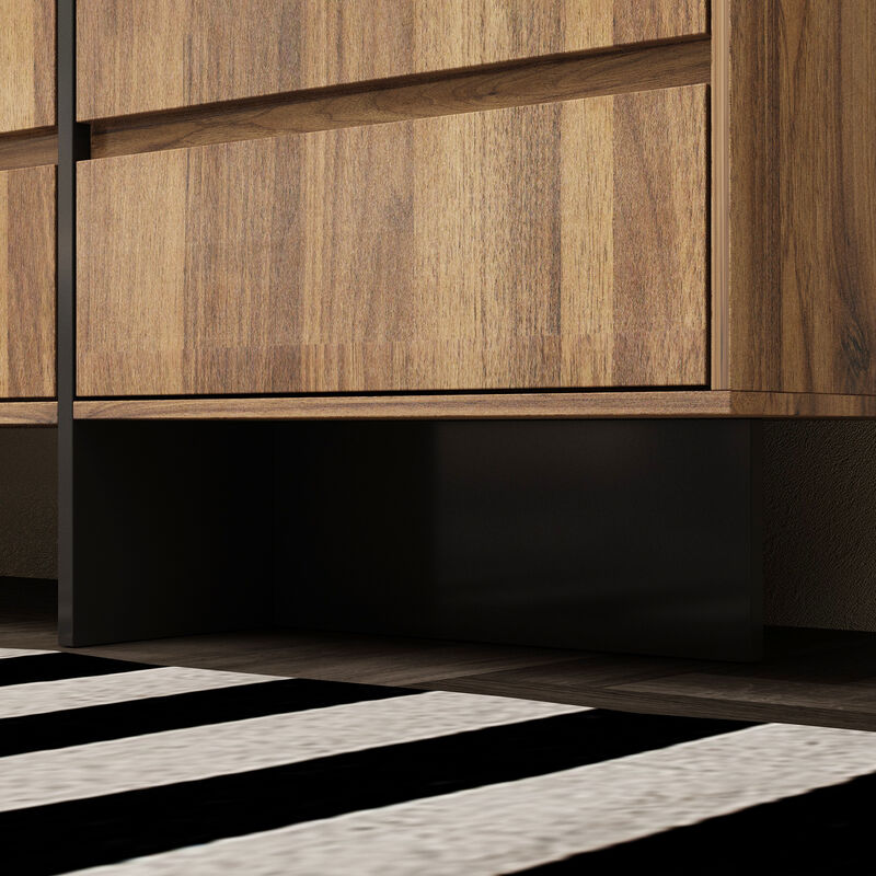 FUFU&GAGA Brown 12-Drawer Standard Dresser (70.9" W x 35.4" H x 15.7" D),Brown