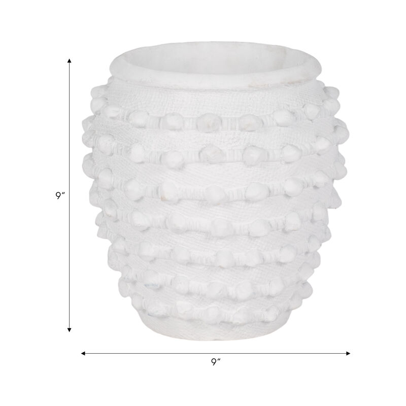 9" Woven Knot Planter, White