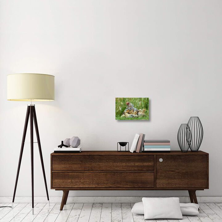 Fowl with chicks-Canvas Art-18x12
