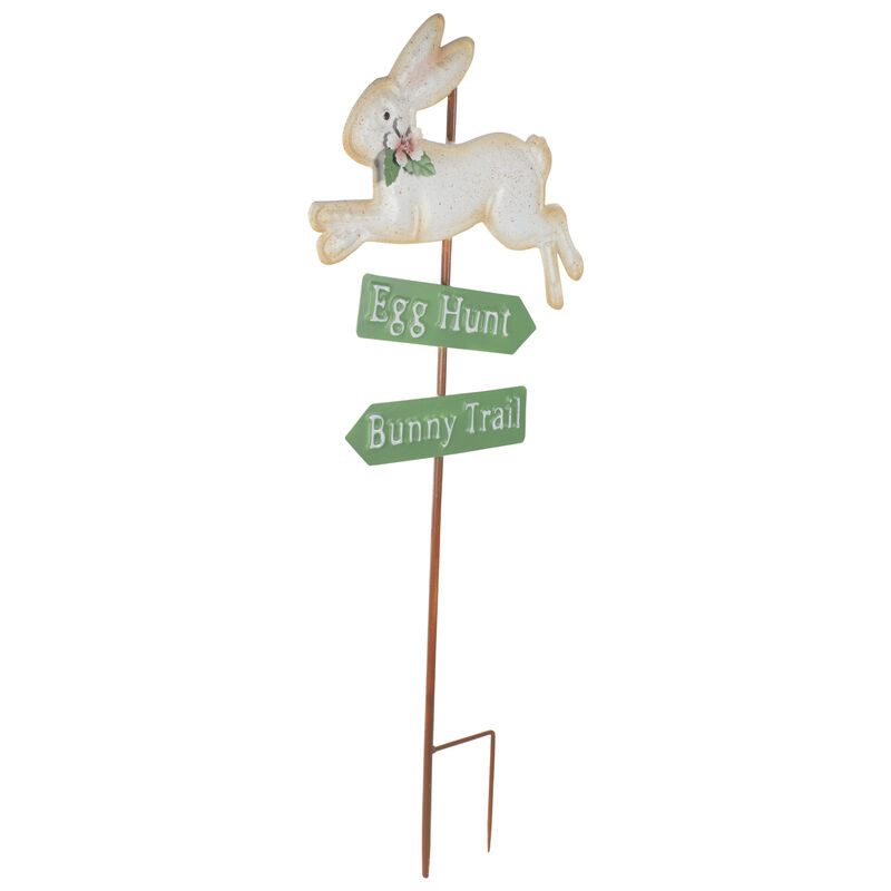 25.5" Easter Egg Hunt and Bunny Trail Outdoor Metal Spring Yard Stake