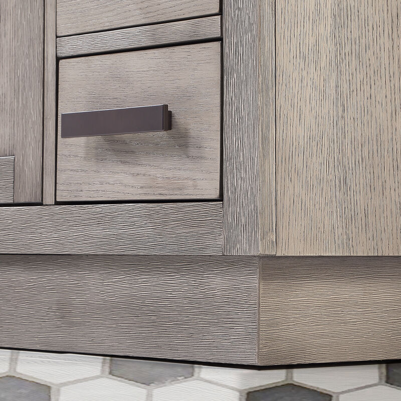 Chestnut 48 In. Single Sink Carrara White Marble Countertop Bath Vanity In Grey Oak with Oil Rubbed Bronze Hardware
