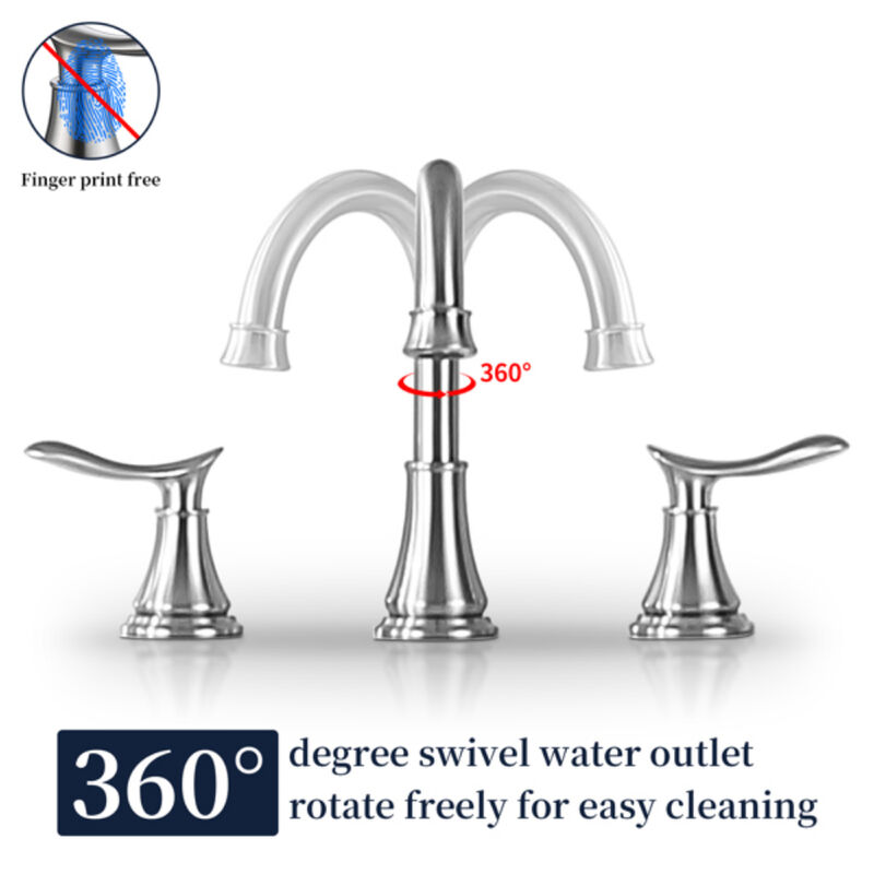 Widespread Bathroom Faucet, 2-Handle 3-Hole Sink Faucet for Modern Vanity & Bath Décor