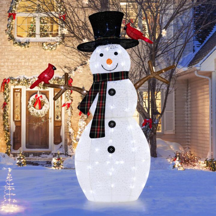 Hivvago 4.2 Feet Lighted Snowman and Redbirds Christmas Decoration