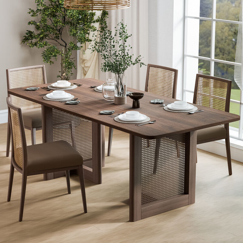 67 Cinna Walnut Oak Wood Rectangle Dining Table (Seats 6)