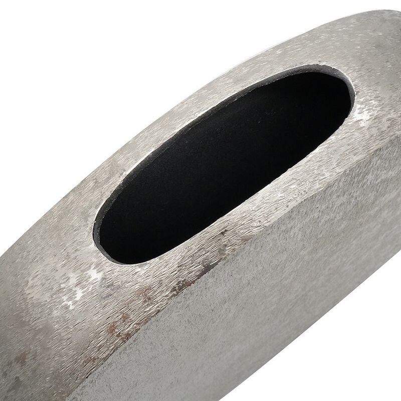 15 Inch Modern Decorative Vase, Round, Silver Finished Aluminum Frame-Benzara