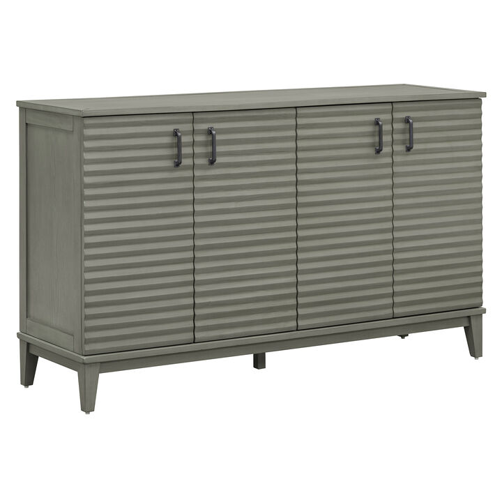 Clihome Sideboard with 4 Door Large Storage Buffet with Adjustable Shelves and Metal Handles for Kitchen, Living Room, Dining Room (Antique Gray)