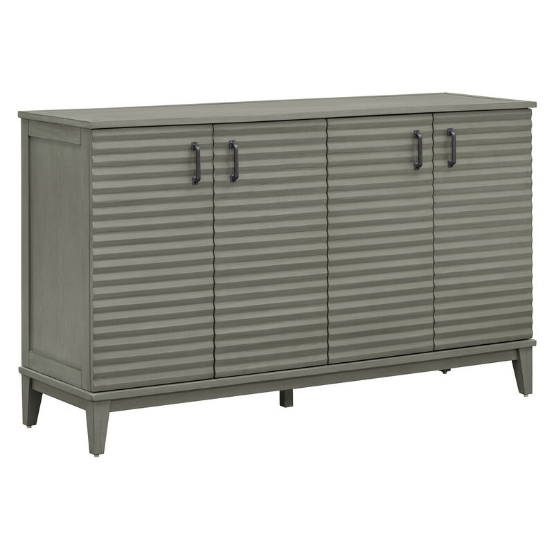 Clihome Sideboard with 4 Door Large Storage Buffet with Adjustable Shelves and Metal Handles for Kitchen, Living Room, Dining Room (Antique Gray)