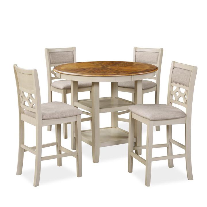 New Classic Furniture Furniture Mitchell 5-Piece Solid Wood Counter Set in Brown