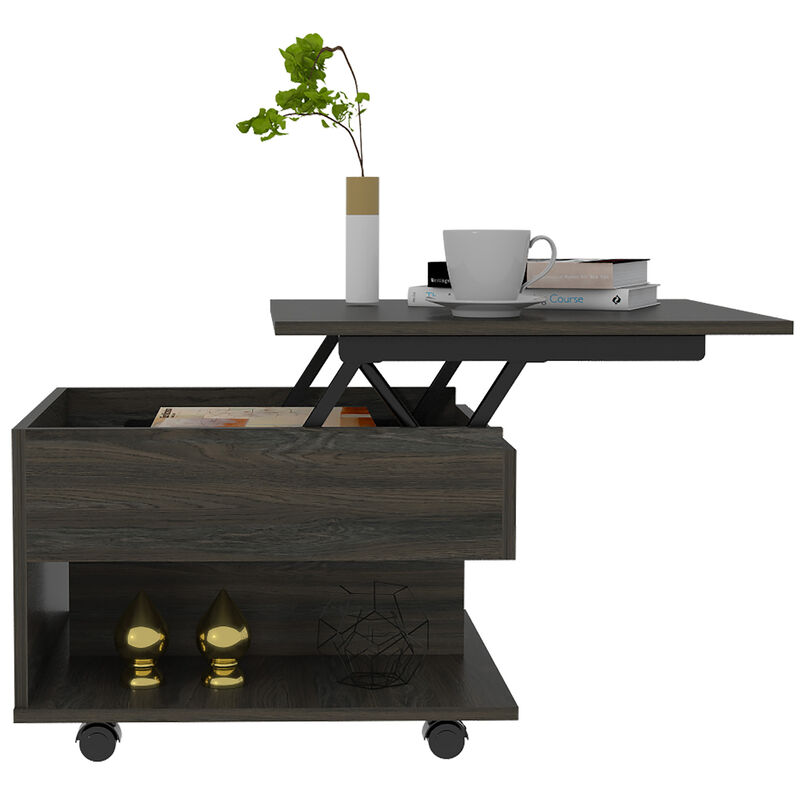 DEPOT E-SHOP Babel Lift Top Coffee Table, Casters, One Shelf, Carbon Espresso