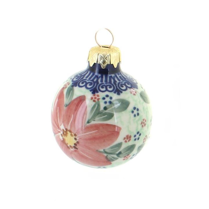 Blue Rose Polish Pottery Christmas Bounty Small Christmas Ball