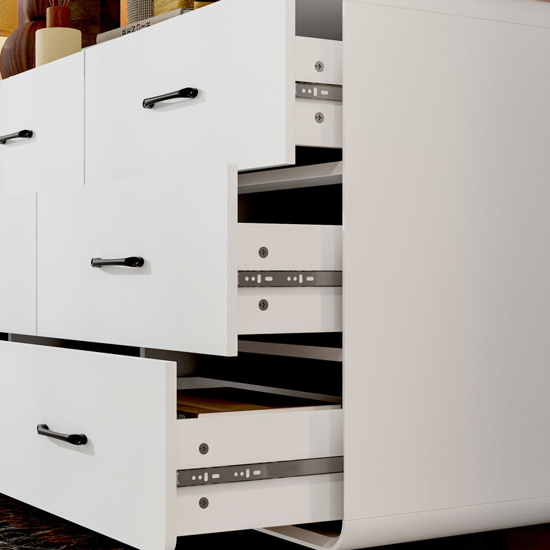 FUFU&GAGA Modern 3-Piece Dresser Set with 13 Drawers & Black Handles (94.5" W x 15.7" D x 38.6" H), White