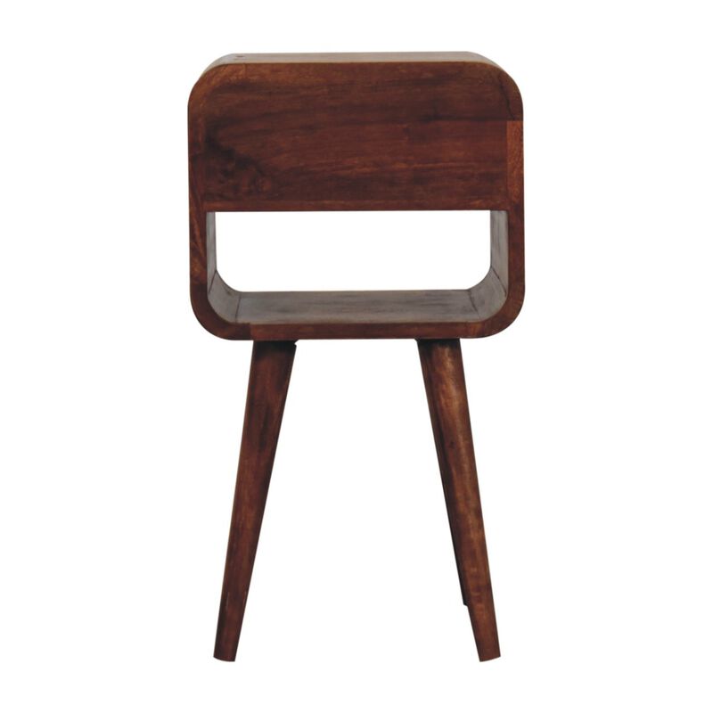 Artisan Furniture Solid Wood Mini Honey Caramel Curved Bedside with Lower Slot