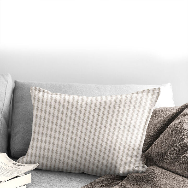 6ix Tailors Fine Linens Cruz Ticking Stripes Taupe/Ivory Decorative Throw Pillows