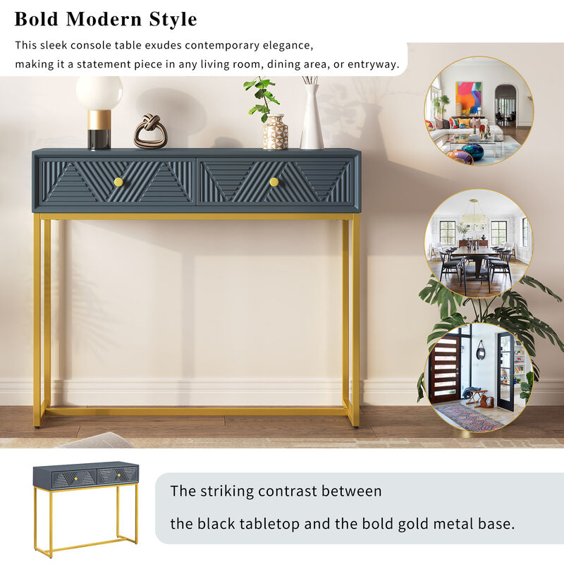 Merax Modern Sleek Console Table with 2 Drawers