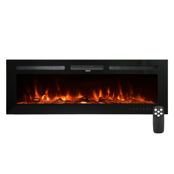 MONDAWE 50" Recessed Wall-Mounted Electric Fireplace 5000 BTU Heater with Remote Control