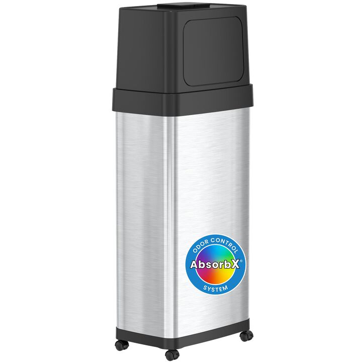 iTouchless 24 Gallon / 91 Liter Dual Push Door Trash Can with Wheels