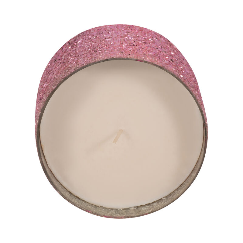 5" Pink Glass Candle, 26 oz