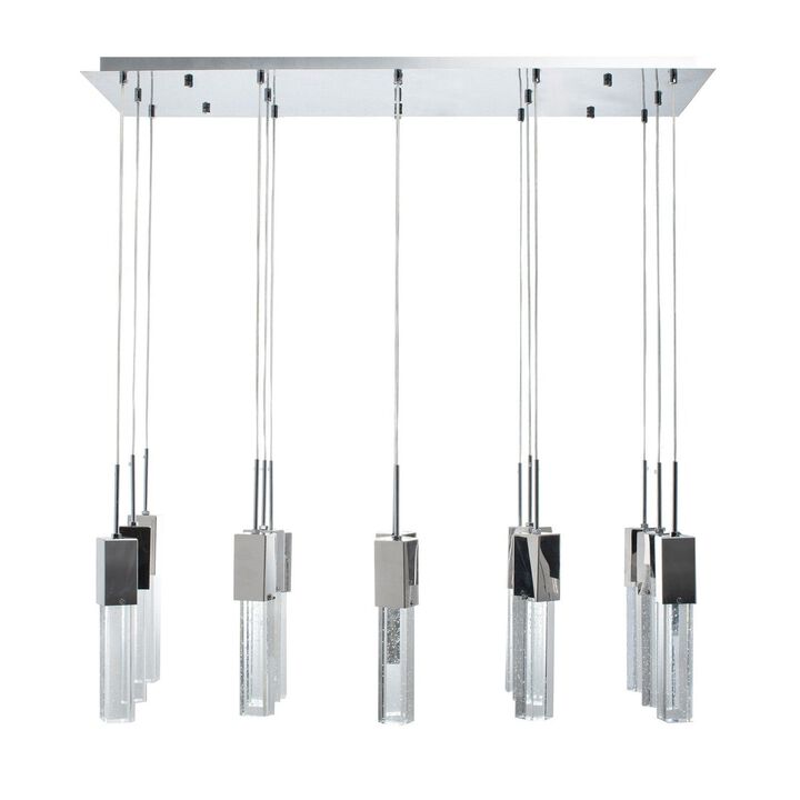 Sparkling Night Chandelier Chrome Metal and Acrylic 15 LED Light Dimmable