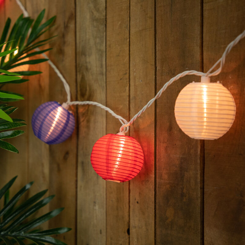 10-Count Patriotic Chinese Lantern 4th of July String Lights  7.5ft White Wire