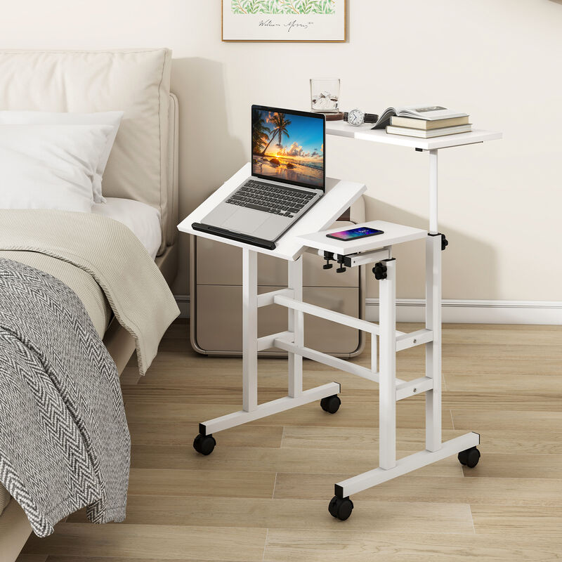 Mobile Standing up Desk Adjustable Computer Desk Tilting Workstation