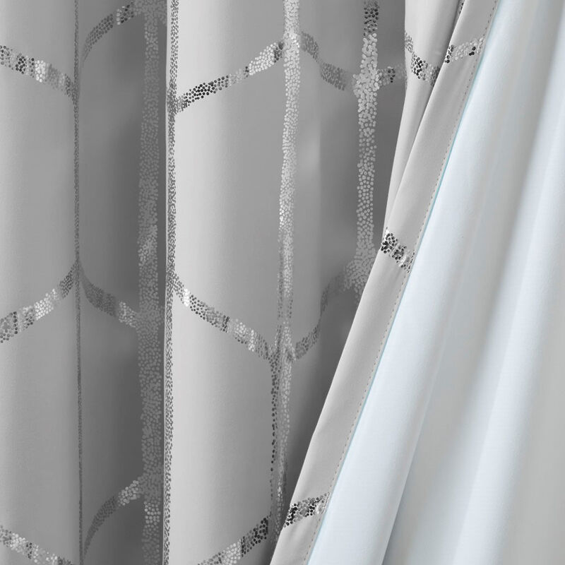 Gracie Mills Isabelle Metallic Geometric Total Blackout Grommet Top Curtain Panel - 50x63"
