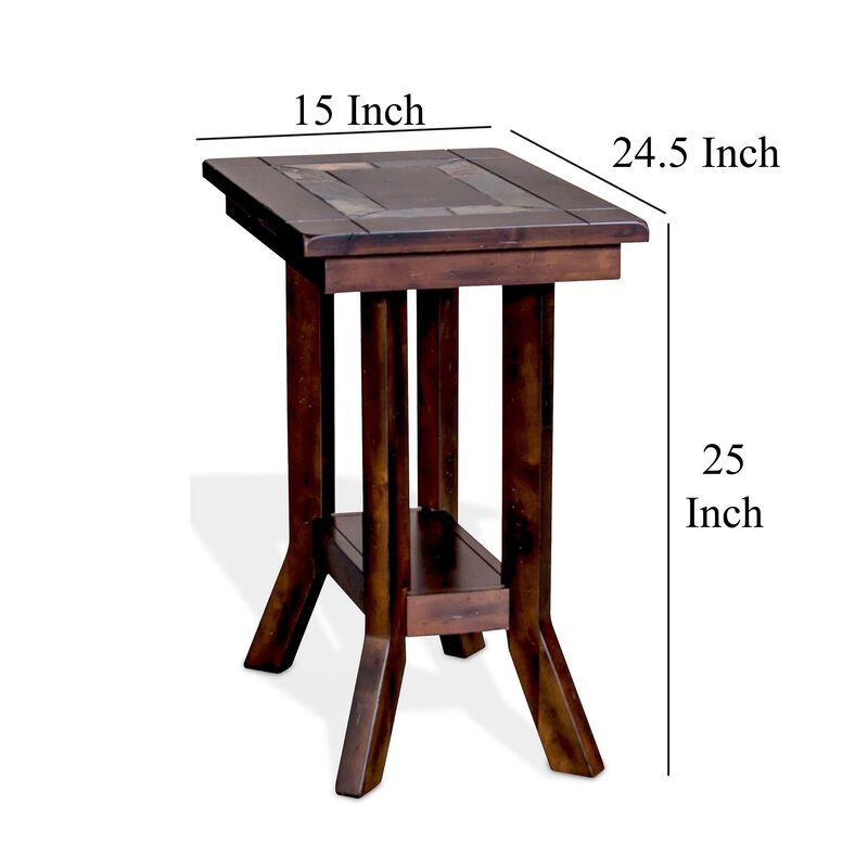 Odel Accent Chairside Table, Dark Brown Mahogany, Rectangular 25 Inch - Benzara