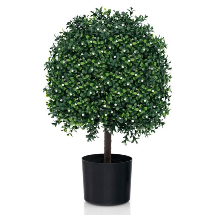 Hivvago Artificial Boxwood Topiary Ball Tree Faux Bushes Ball Plants with UV Rated Leaves