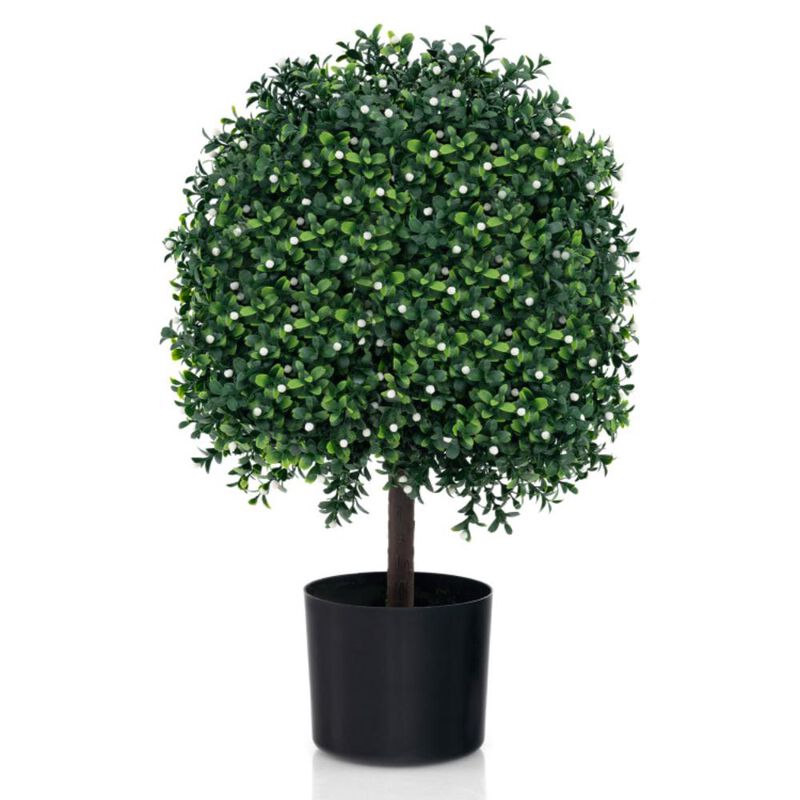 Hivvago Artificial Boxwood Topiary Ball Tree Faux Bushes Ball Plants with UV Rated Leaves