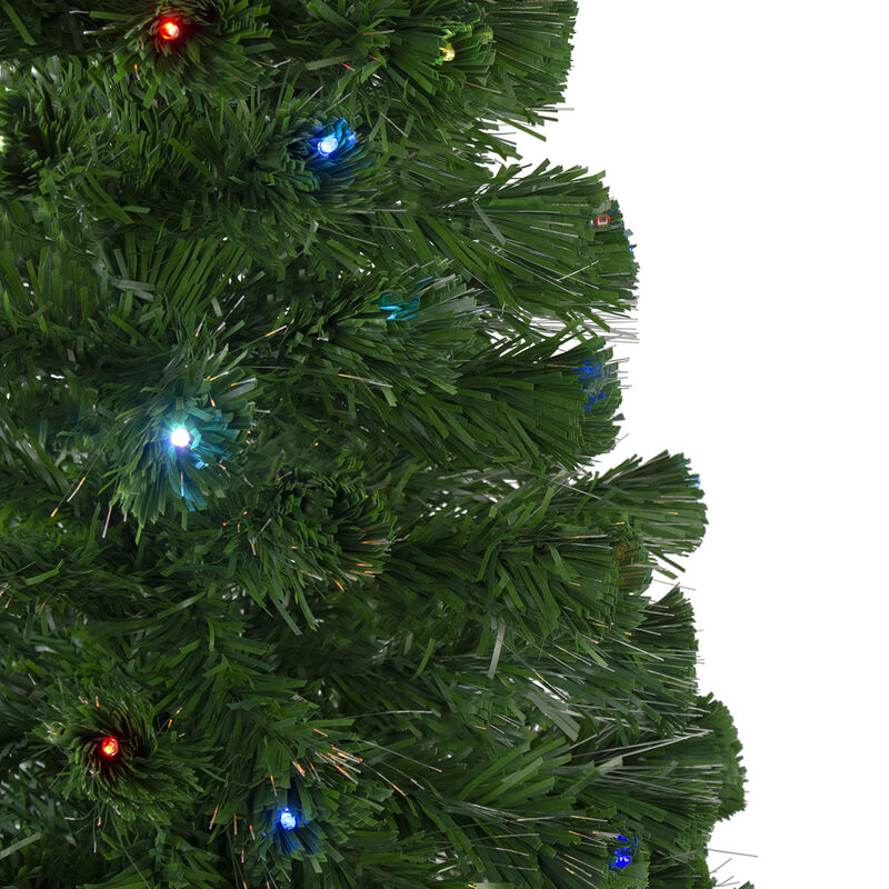 4' Pre-Lit Potted Fiber Optic Artificial Christmas Tree  Multicolor LED Lights