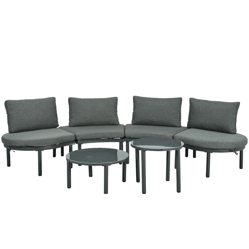 Merax Half Moon Outdoor Sectional Sofa with 2 Coffee Tables