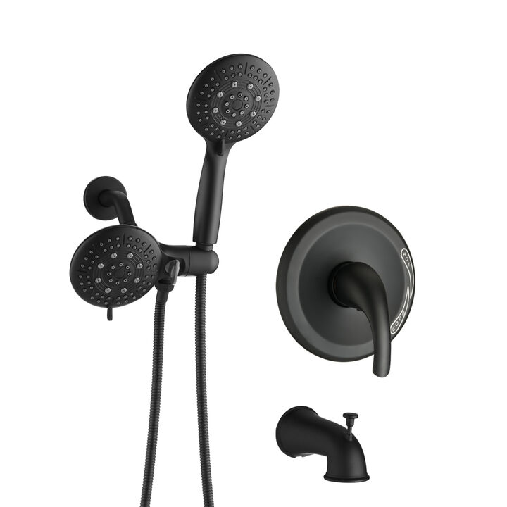 Classic High Pressure Single Handle 7 Function Rain Shower Head With Handheld Shower With Tub Spout