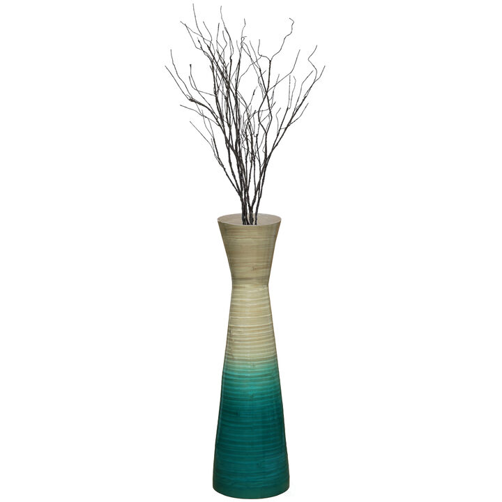 Uniquewise 27" Elegant Bamboo Floor Vase with Hourglass Design Ideal for Silk Plants Dried Branches or Long Stem Flowers - Perfect for Dining Room Living Room Entryway or Home Office Decor, Purple