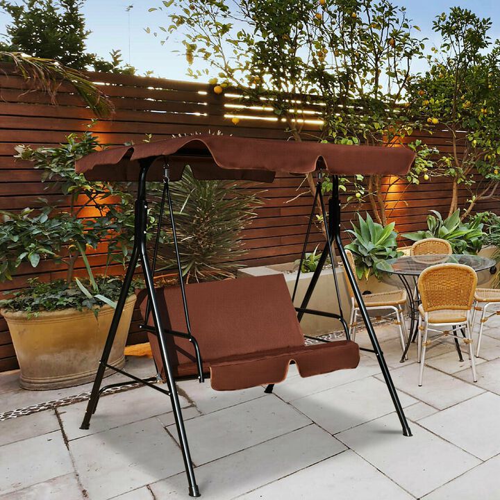 Loveseat Cushioned Patio Steel Frame Swing Glider