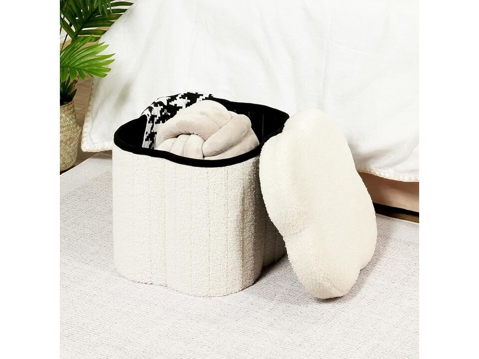 B FSOBEIIALEO Boucle Ottoman Seat for Dorm Room