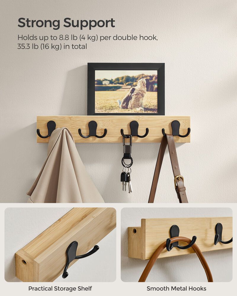 Wall-Mounted Coat Rack for Space-Saving Entryway Organization