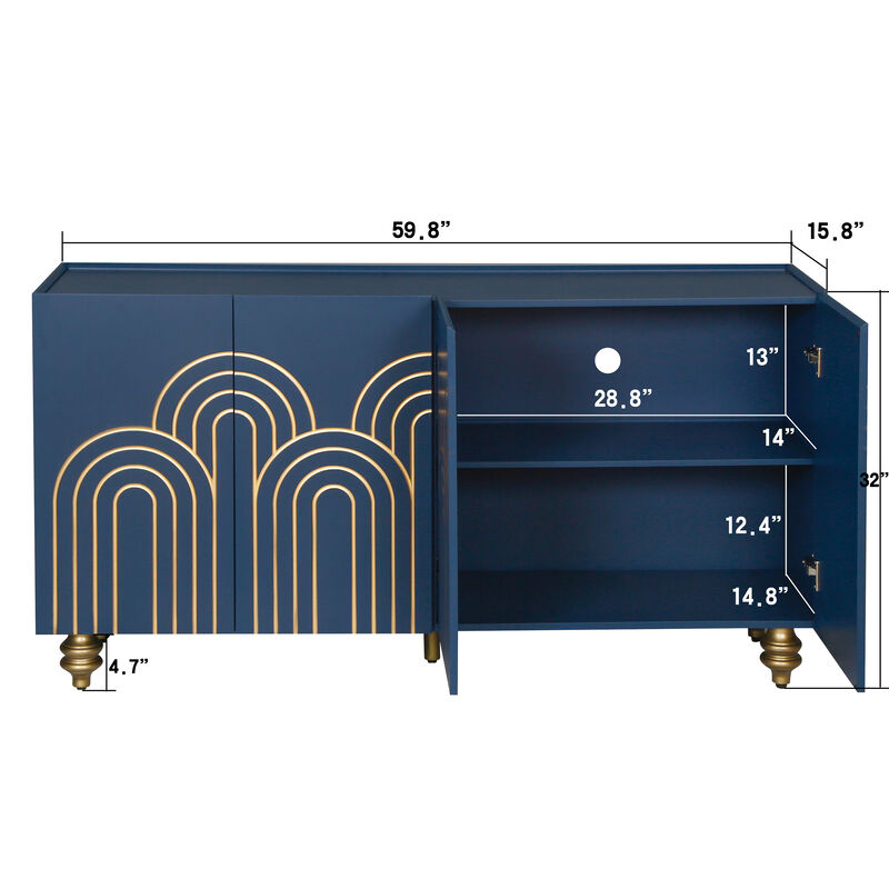 Merax Modern Fluted Sideboard Buffet Storage Cabinet