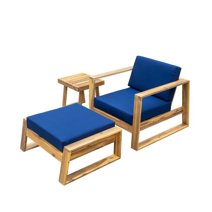 Merax Acacia Wood Outdoor Lounge Chair Seating Set