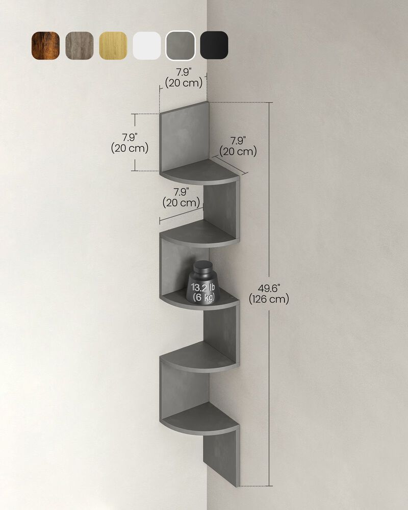 Modern 5-Tier Zigzag Floating Wall Shelf: Stylish Bookshelf for Unique Spaces