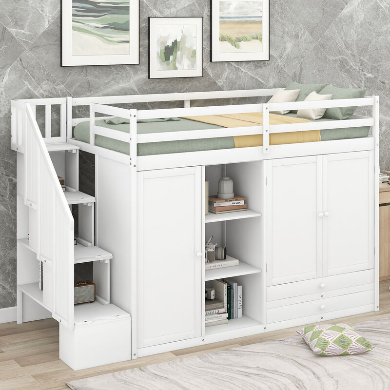 Merax Functional Loft Bed with Wardrobe