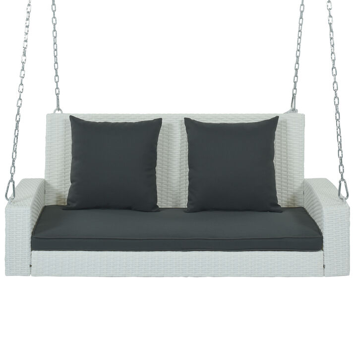 Merax 2-Person Wicker Hanging Porch Swing with Chains