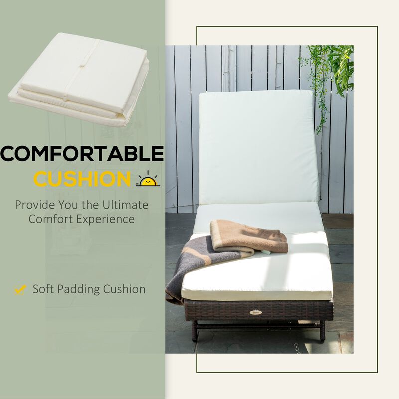 White Outdoor Lounger: Wicker Chair with Adjustable Backrest & Cushion