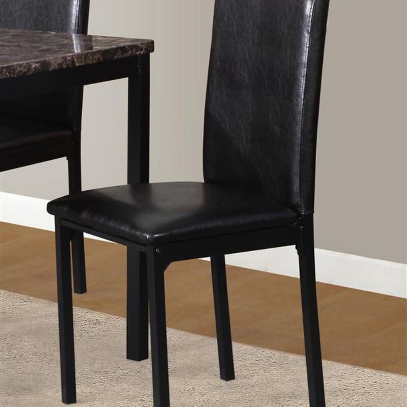 5-Piece Dinette Set Laminated Faux Marble Top with 4 Black Chairs for Modern Dining Rooms